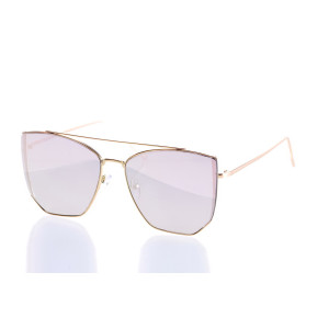 Женские солнцезащитные очки 1915peach золотые с розовой линзой  фото