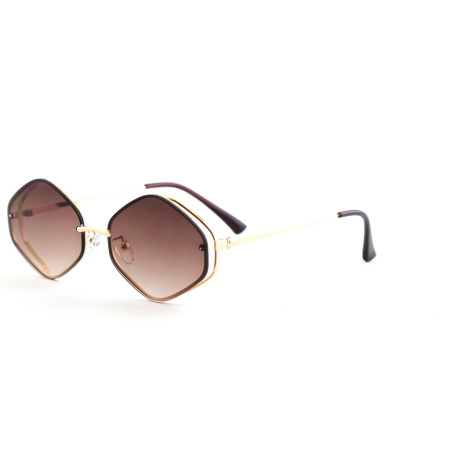 Женские солнцезащитные очки 2181--brown-W золотые с коричневой линзой 