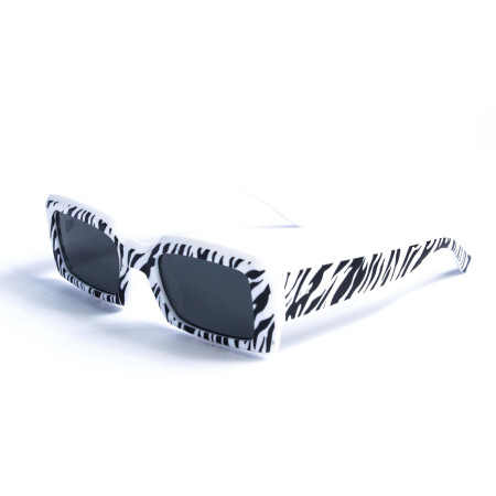 Женские солнцезащитные очки zebra-print белые с чёрной линзой 