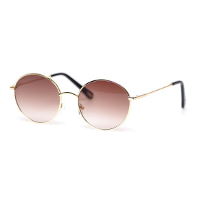 Женские круглые солнцезащитные очки 6005-brown-W золотые с коричневой линзой  фото