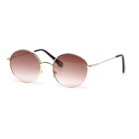 Женские круглые солнцезащитные очки 6005-brown-W золотые с коричневой линзой 