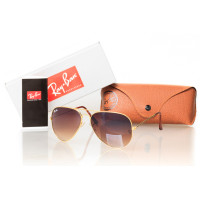 Ray Ban Авиаторы (капли) 3026brown-gold золотые с коричневой линзой  фото